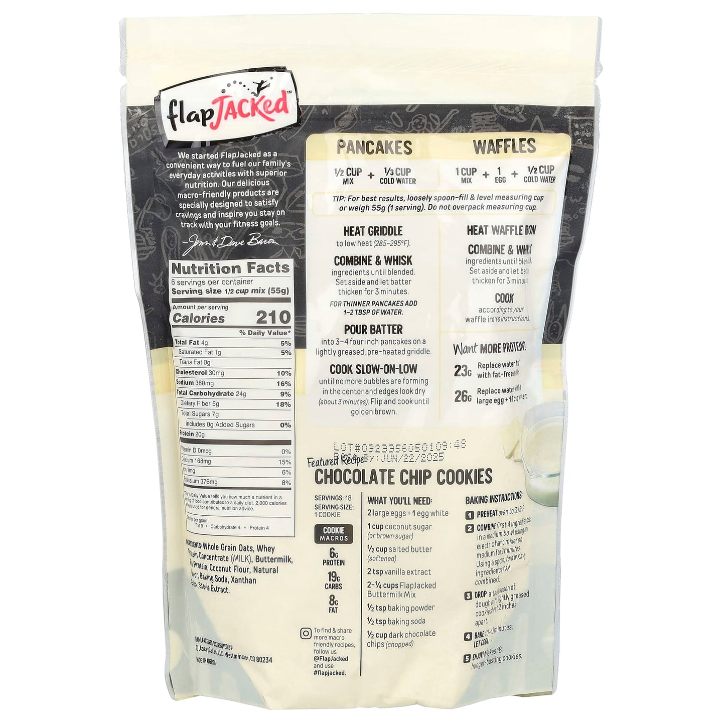FlapJacked, Protein Pancake and Baking Mix, Buttermilk, 12 oz (340 g)
1