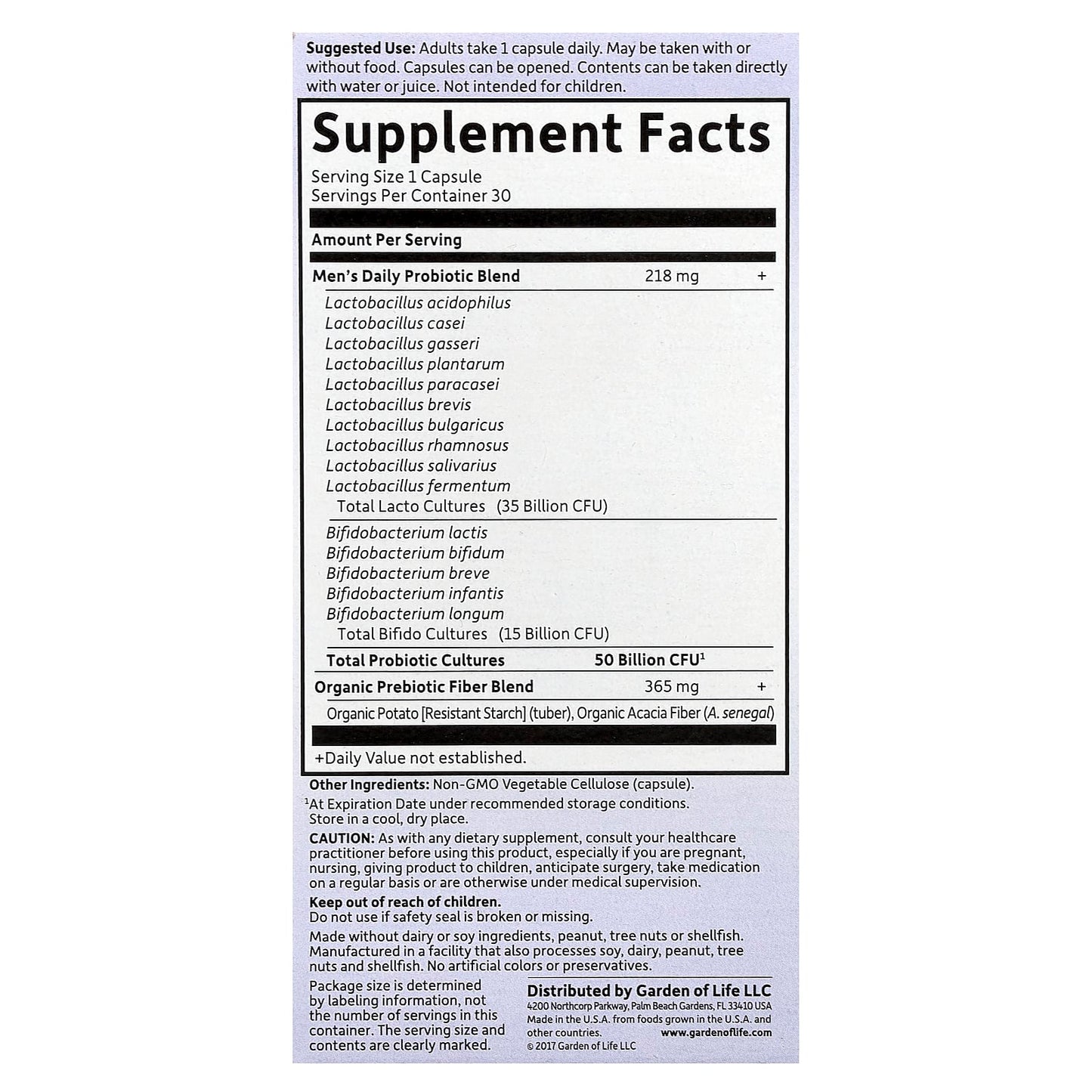 Garden of Life, Dr. Formulated Probiotics, Once Daily Men's, 50 Billion, 30 Vegetarian Capsules
1