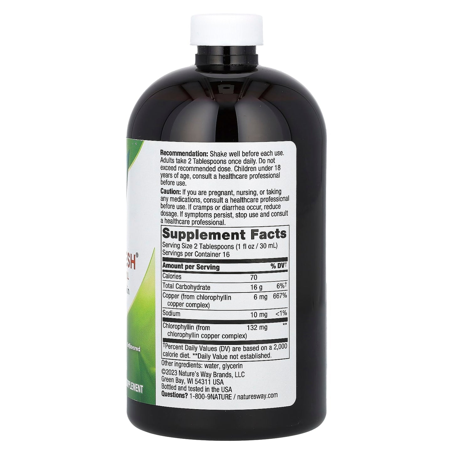 Nature's Way, Chlorofresh, Liquid Chlorophyll, Unflavored, 132 mg, 16 fl oz (480 ml)
2