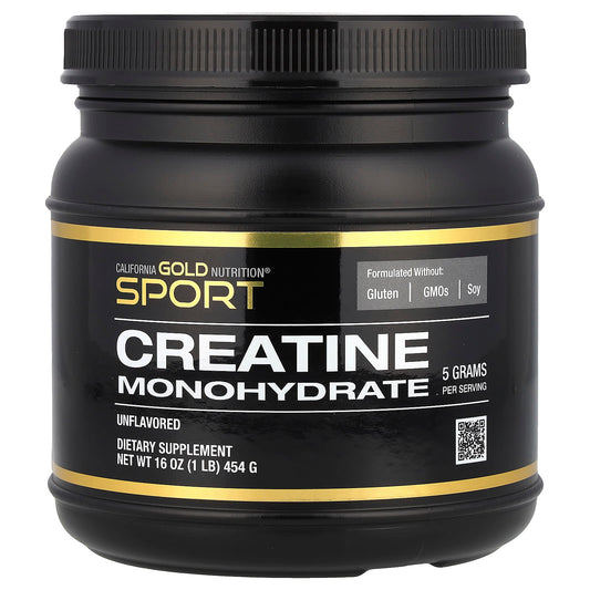 California Gold Nutrition, Sport, Creatine Monohydrate, Unflavored, 1 lb (454 g)
