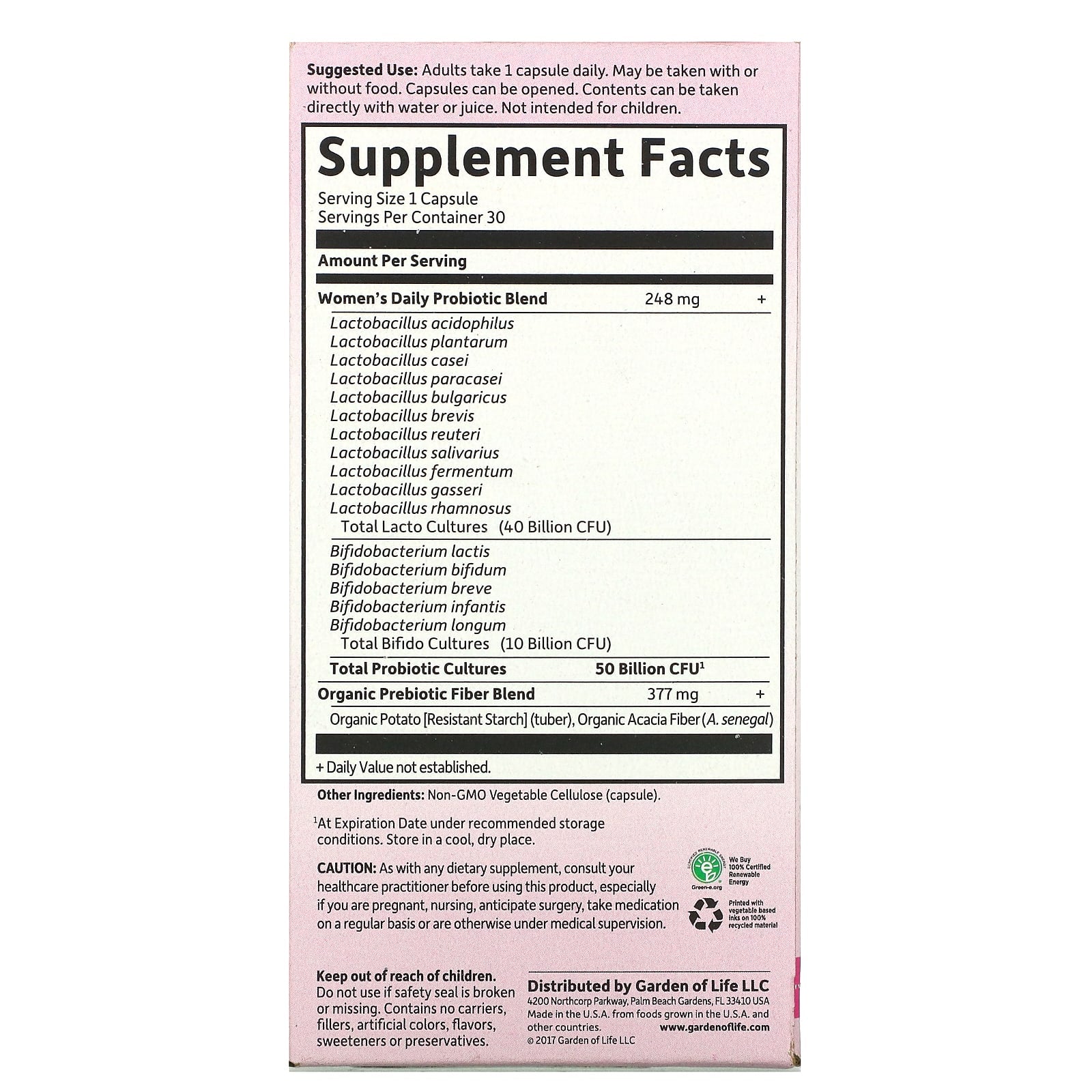 Garden of Life, Dr. Formulated Probiotics, Once Daily Women's, 50 Billion, 30 Vegetarian Capsules
 1